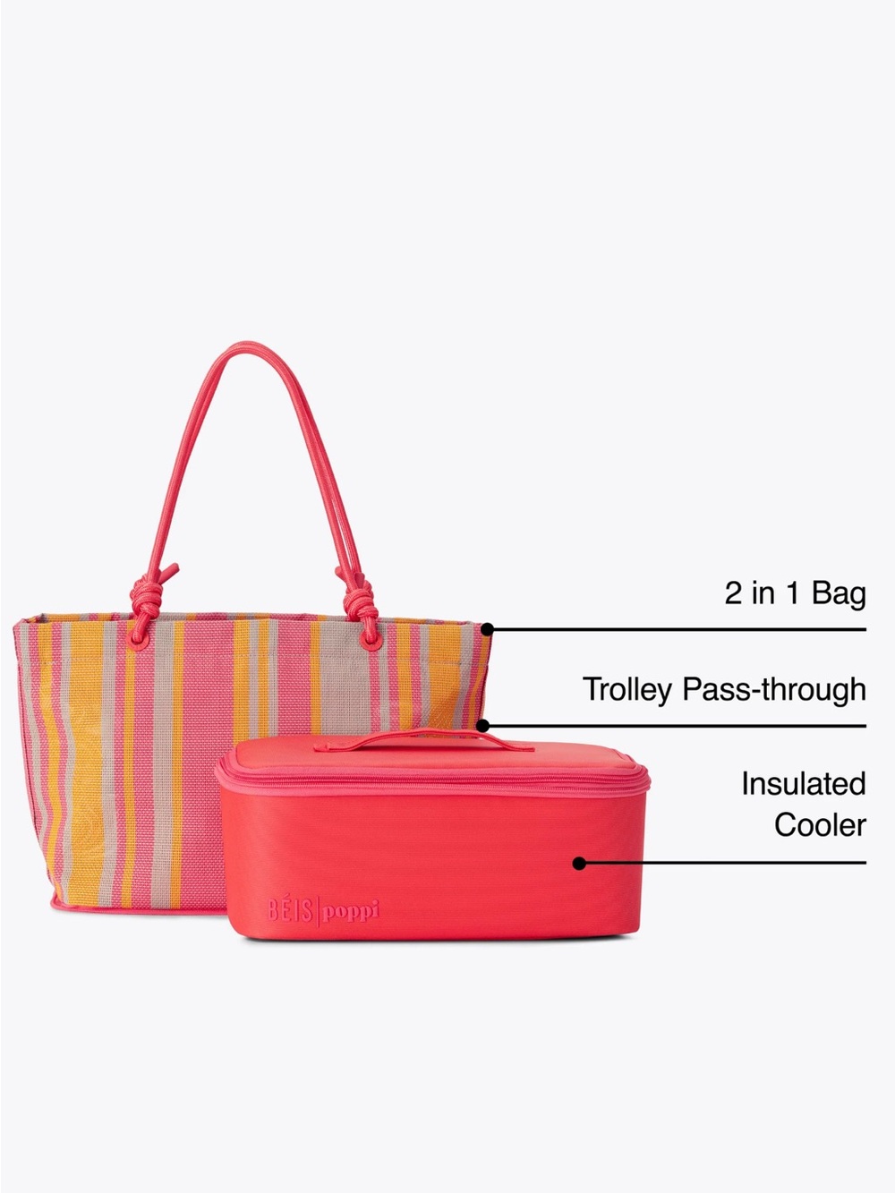 BEIS Poppi Striped Tote with Cooler - Picture 2 of 3